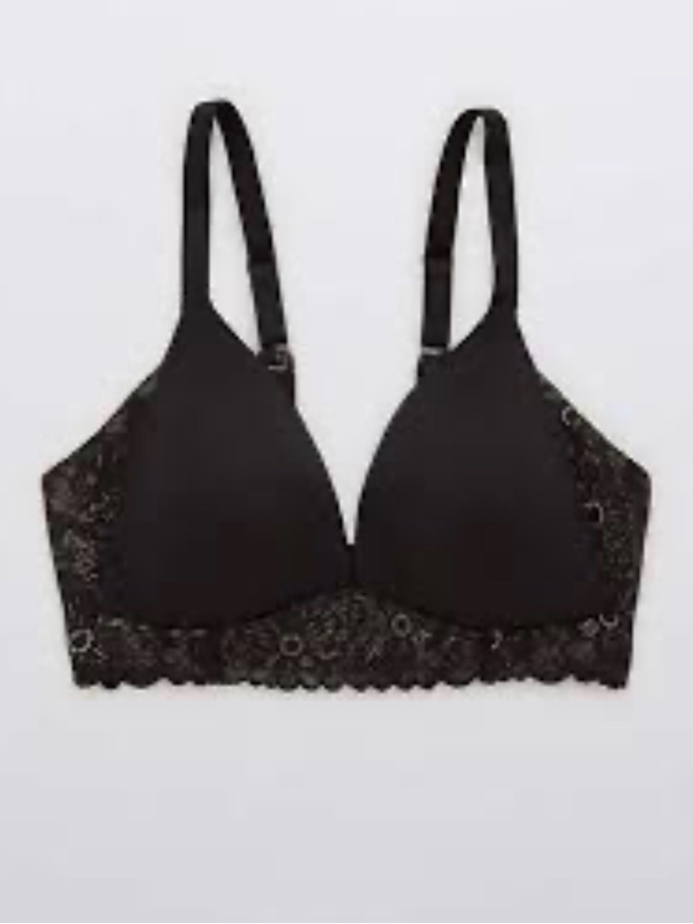 AERIE - Sunnie Wireless - Black Lightly Lined Blossom Wireless Bra